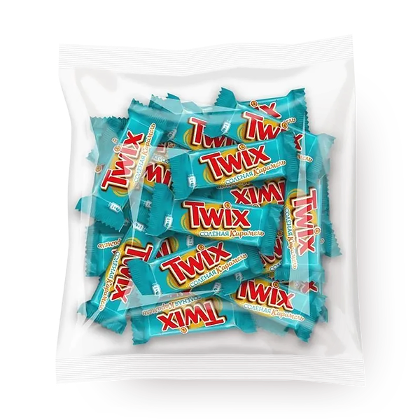 Конфеты шоколадные Twix Minis с солёной карамелью и печеньем