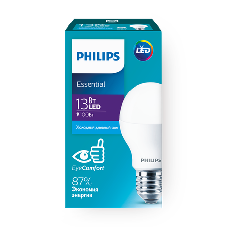 Лампа светодиодная 13W E27 Philips LED Bulb холодный свет