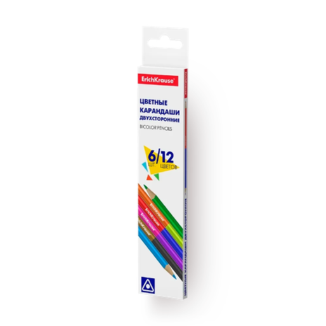 Карандаши цветные двусторонние Erich Krause Basic Bicolor 6 штук 12 цветов
