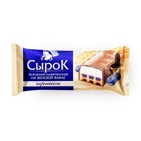 Сырок творожный глазированный «Тимоша» на венской вафле с черникой