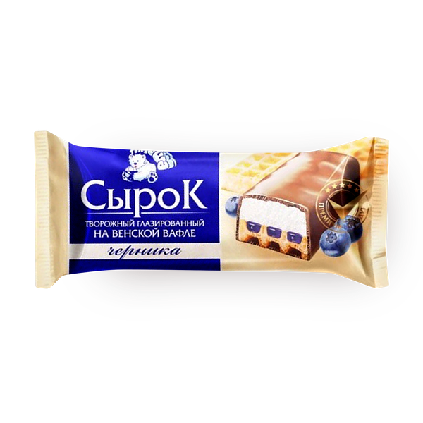 Сырок творожный глазированный «Тимоша» на венской вафле с черникой