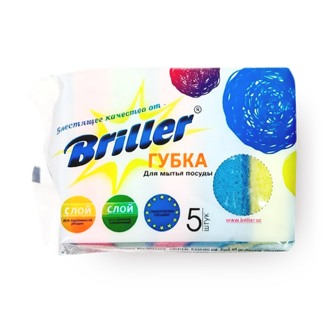 Губка для мытья посуды Briller с абразивным покрытием
