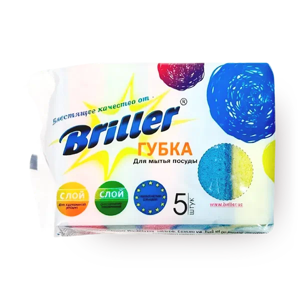 Губка для мытья посуды Briller с абразивным покрытием