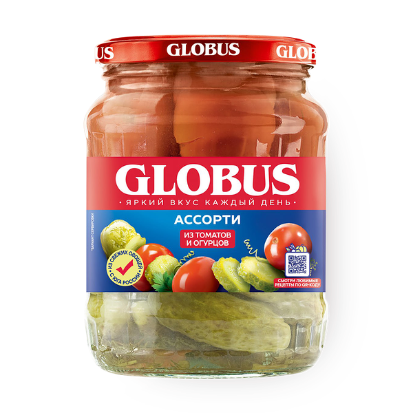 Ассорти из маринованных томатов и огурцов Globus