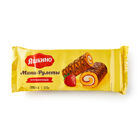 Мини-рулет бисквитный «Яшкино» клубничный 5 шт.