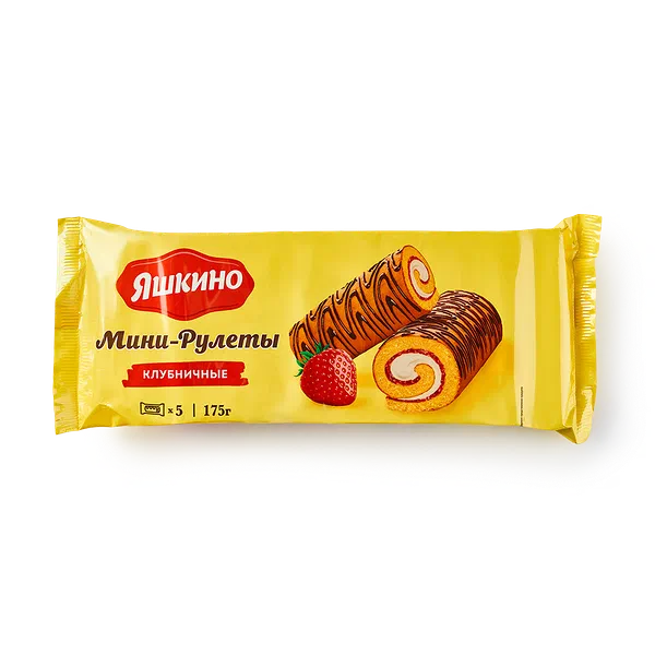 Мини-рулет бисквитный «Яшкино» клубничный 5 шт.