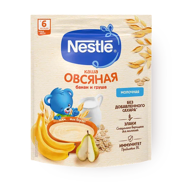 Каша молочная овсяная Nestle с грушей и бананом с 6 месяцев
