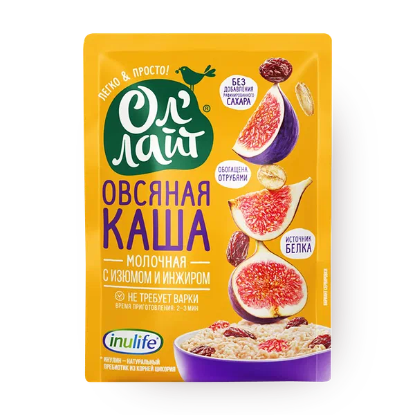 Каша овсяная молочная без варки «Ол'лайт» с изюмом и инжиром