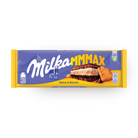 Шоколад молочный Milka MMMAX с шоколадной и молочной начинкой и печеньем