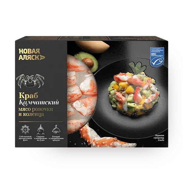 Краб Камчатский «Новая Аляска» мясо розочки и коленца варёно-мороженое