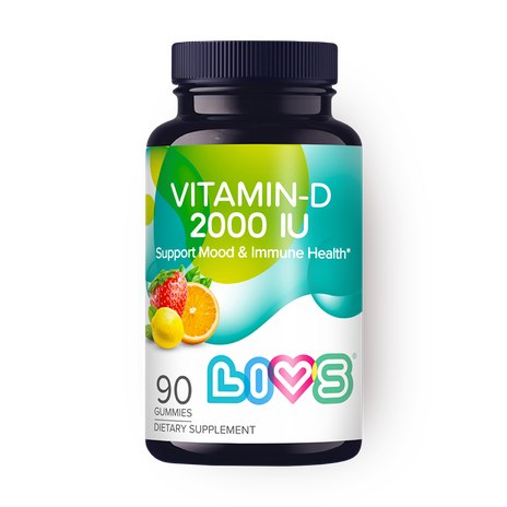 Витамин-D 2000 ME Livs со вкусом апельсина, лимона и клубники мармеладные пастилки