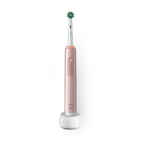 Зубная щётка электрическая Oral-B Pro Series 3, 1 сменная насадка, дорожный футляр, с визуальным датчиком давления, розовая