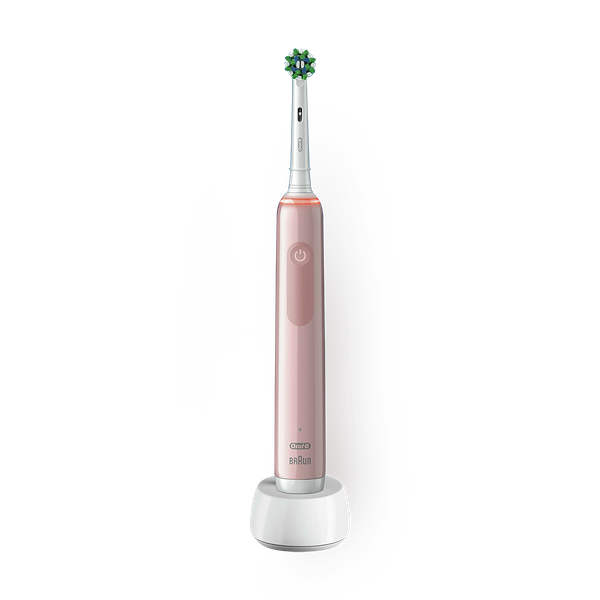 Зубная щётка электрическая Oral-B Pro Series 3, 1 сменная насадка, дорожный футляр, с визуальным датчиком давления, розовая