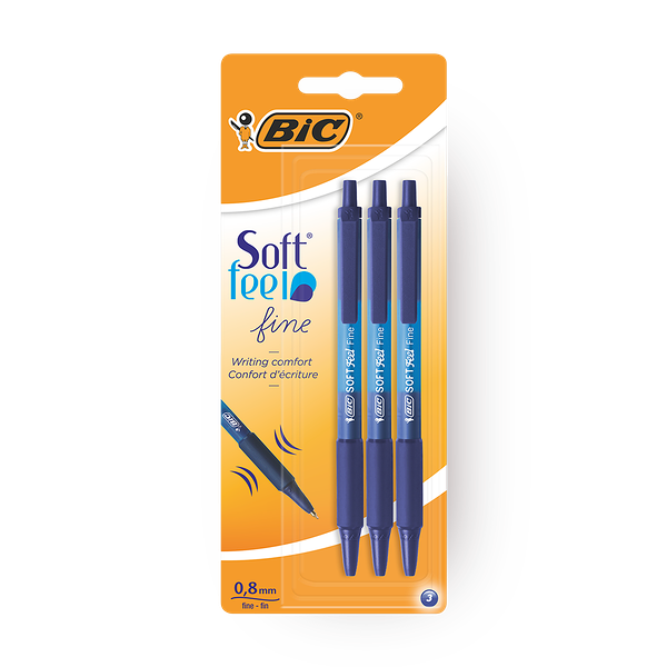 Ручка шариковая Bic Soft Feel Fine автоматическая синяя