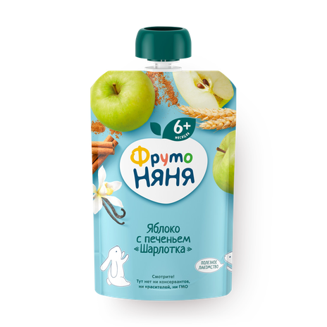Пюре «ФрутоНяня» Шарлотка яблоко с печеньем с 6 месяцев