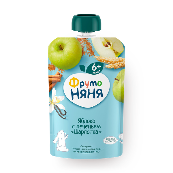 Пюре «ФрутоНяня» Шарлотка яблоко с печеньем с 6 месяцев