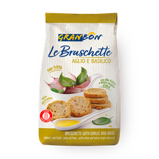 Toasts with olive oil, garlic and basil
