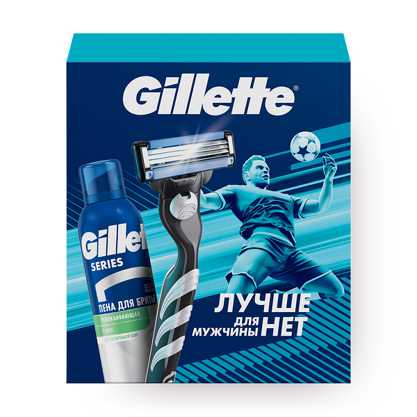Набор подарочный Gillette с бритвой Mach 3 и пеной для бритья Series