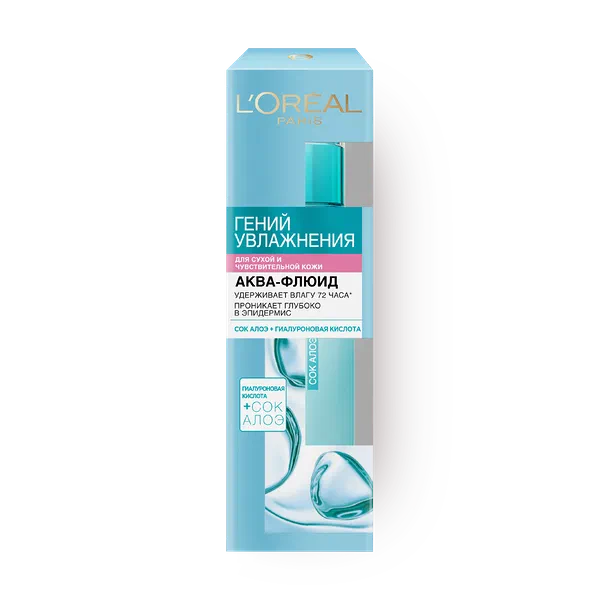 Аква-флюид для лица L'Oreal Paris гений увлажнения для сухой и чувствительной кожи