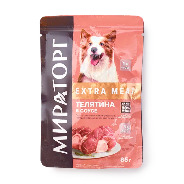 Влажный корм для собак всех пород Extra Meat «Мираторг» с телятиной в соусе