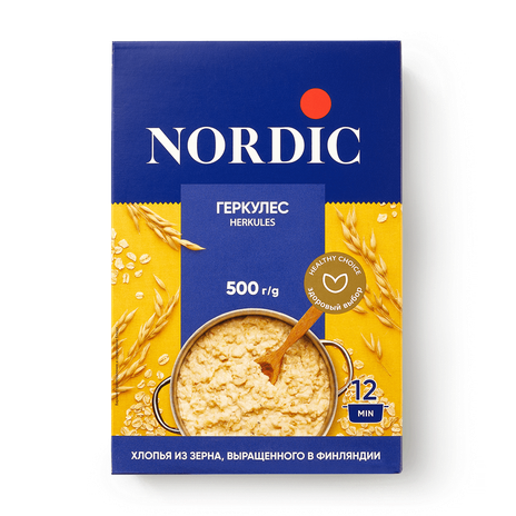 Хлопья овсяные Геркулес Nordic, 500 г — купить с доставкой из Яндекс Лавки
