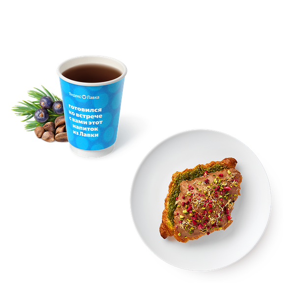 Круассан Катаифи с фисташковой пастой «Из Лавки» + Чай смородина-чабрец-мята «Яндекс Лавка»