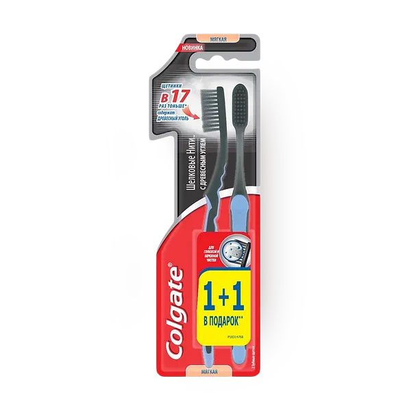 Зубная щетка Colgate Шелковые нити с древесным углем 1+1