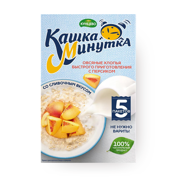 Овсяные хлопья «Кунцево» Минутка персик-сливки