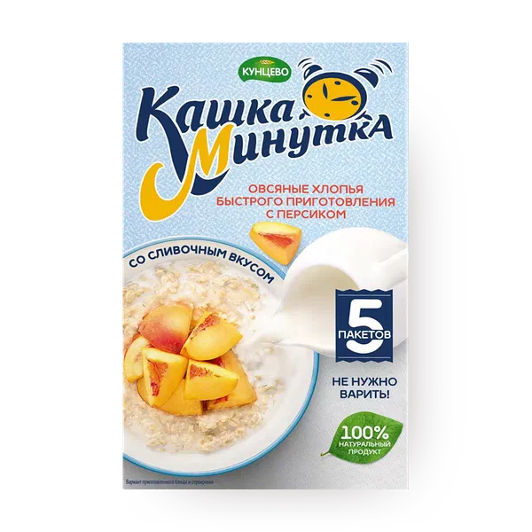 Овсяные хлопья «Кунцево» Минутка персик-сливки
