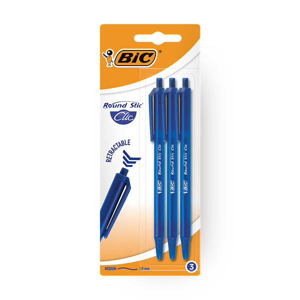 Ручка шариковая Bic Round Stic Clic автоматическая синяя