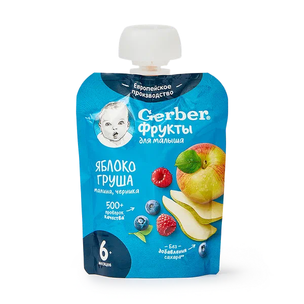 Пюре Gerber яблоко-груша-малина-черника с 6 месяцев