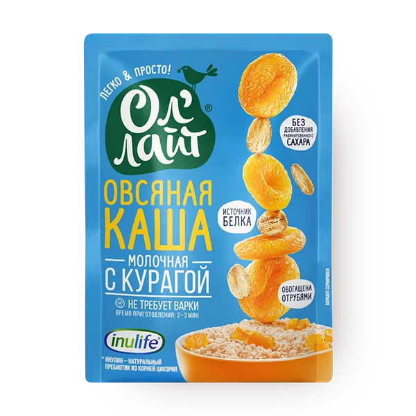 Каша овсяная молочная без варки «Ол'лайт» с курагой