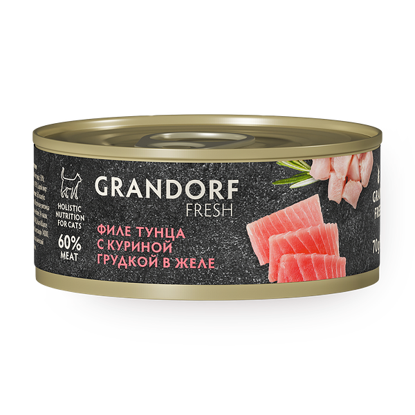 Консервы для кошек Grandorf Fresh тунец с куриной грудкой в желе