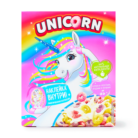 Готовый завтрак Колечки радужные Unicorn с фруктовым вкусом