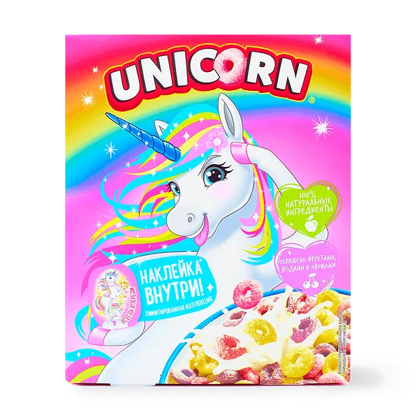 Готовый завтрак Колечки радужные Unicorn с фруктовым вкусом
