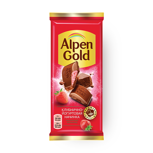 Шоколад молочный Alpen Gold клубнично-йогуртовая начинка