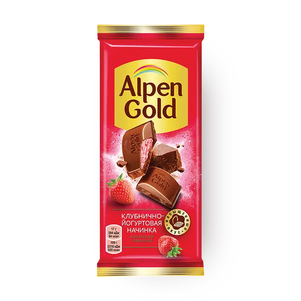 Шоколад молочный Alpen Gold клубнично-йогуртовая начинка
