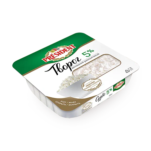 Творог Домашний Рассыпчатый 5% President