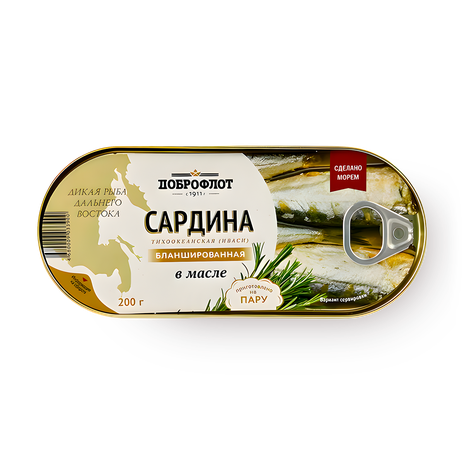 Сардина иваси тихоокеанская Бланшированная «Доброфлот» в масле