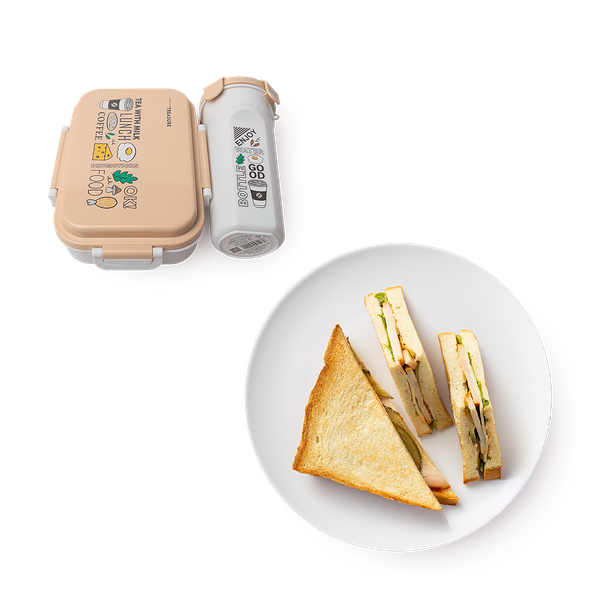 Клаб сэндвич с индейкой Mazzali + Ланч-бокс и термос XJRJ бежевый