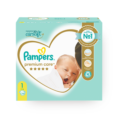 Подгузники Pampers Premium Care для новорожденных 1 размер 2-5 кг