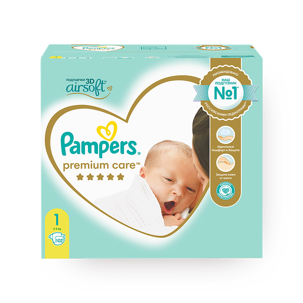 Подгузники Pampers Premium Care для новорожденных 1 размер 2-5 кг