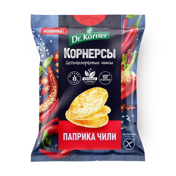 Чипсы кукурузно-рисовые Dr.Korner паприка и чили
