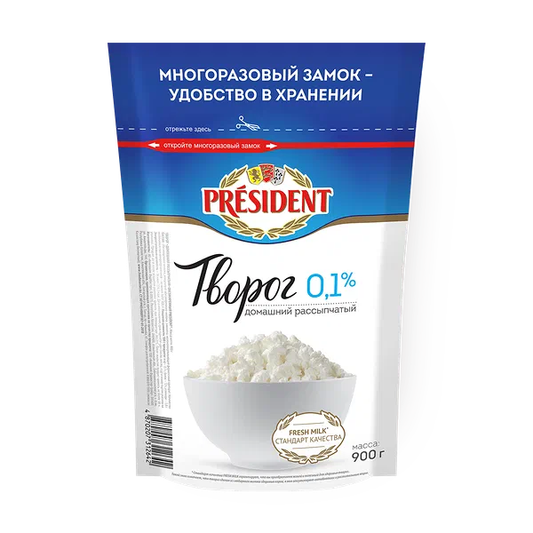 Творог 0% домашний President