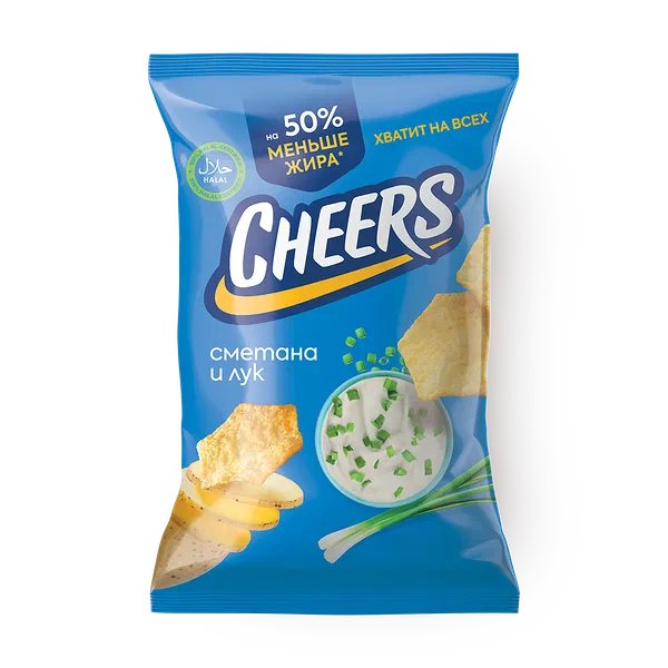 Чипсы картофельные Cheers со вкусом сметаны и лука