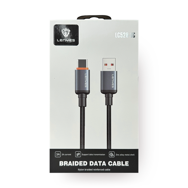Кабель плетёный Lenyes LC528 Type-C - USB 3A 1 м