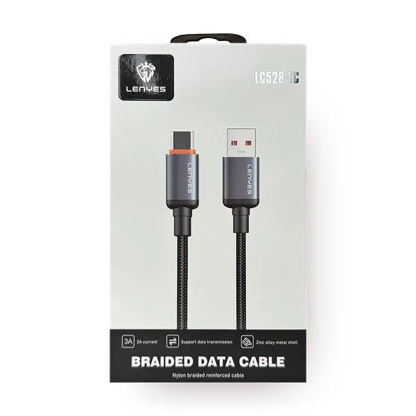 Кабель плетёный Lenyes LC528 Type-C - USB 3A 1 м