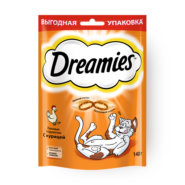 Лакомство для кошек Dreamies подушечки с курицей