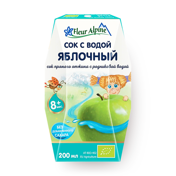 Сок с водой Fleur Alpine яблочный прямой отжим с 8 месяцев