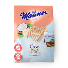 Manner crispy waffles filled with coconut cream